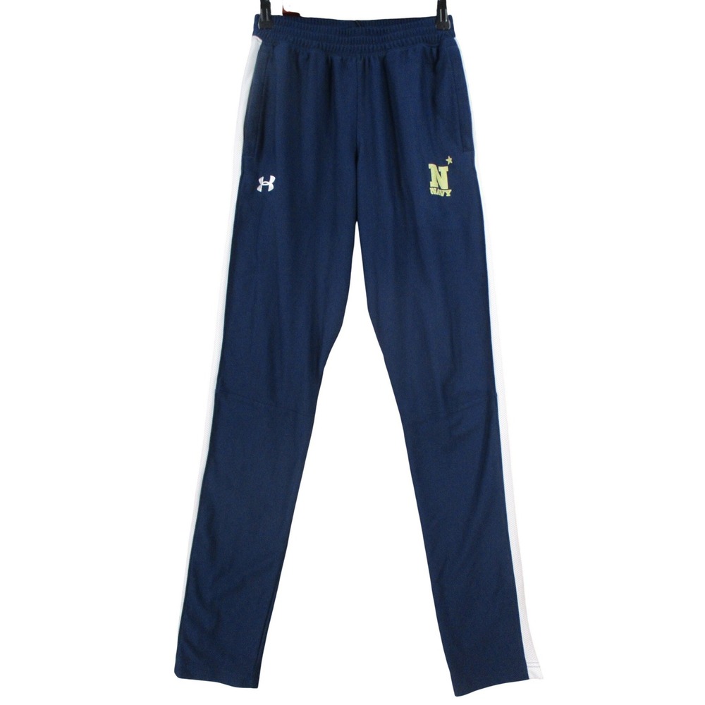 Under Armour Navy Midshipmen Track Pants Mens Medium Blue White Athletic Joggers